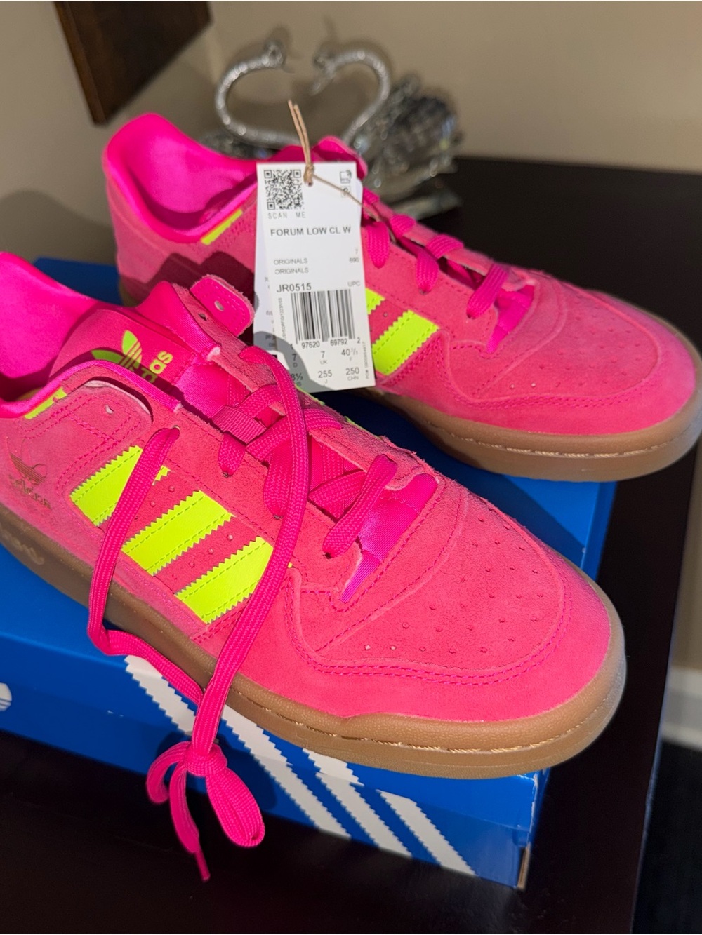 adidas Kids Forum Low Neon Pink with Lime Accent Sneakers